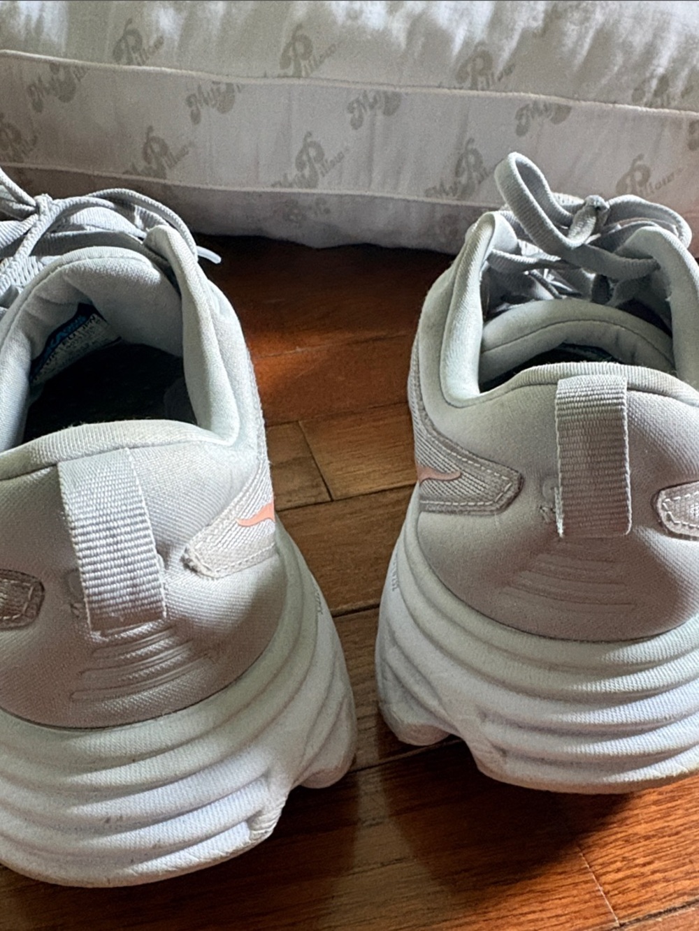 Hoka Women's Light Gray Athletic Running Shoes with Subtle Pink Accents - Picture 3 of 8